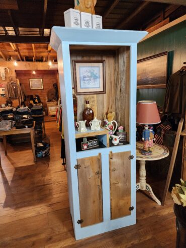 Rustic Light Blue and Wood Grained Cabinet