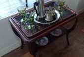 Vintage Coffee Table w/ Glass Serving Tray